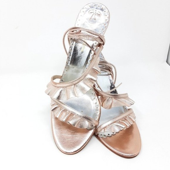 BcbgMaxAzria Rose Gold Ruffle Sandals 37.5 - Picture 4 of 8